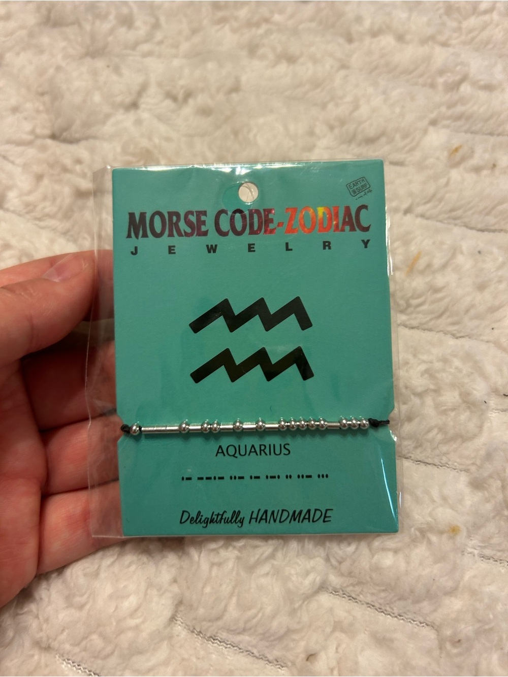 Aquarius Morse Code Zodiac Bracelet | Handmade Adjustable Cord Bracelet